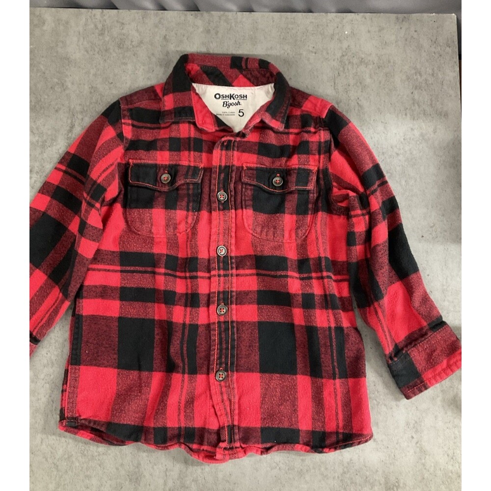 Oshkosh Bgosh Red Flannel Kids Size 5